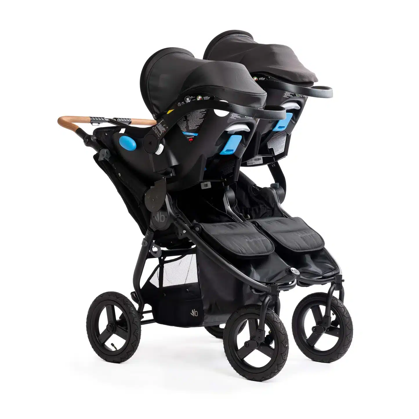 bumbleride Autoadapter Set Indie Twin am Kinderwagen angebracht (Artikel MNCT-22)